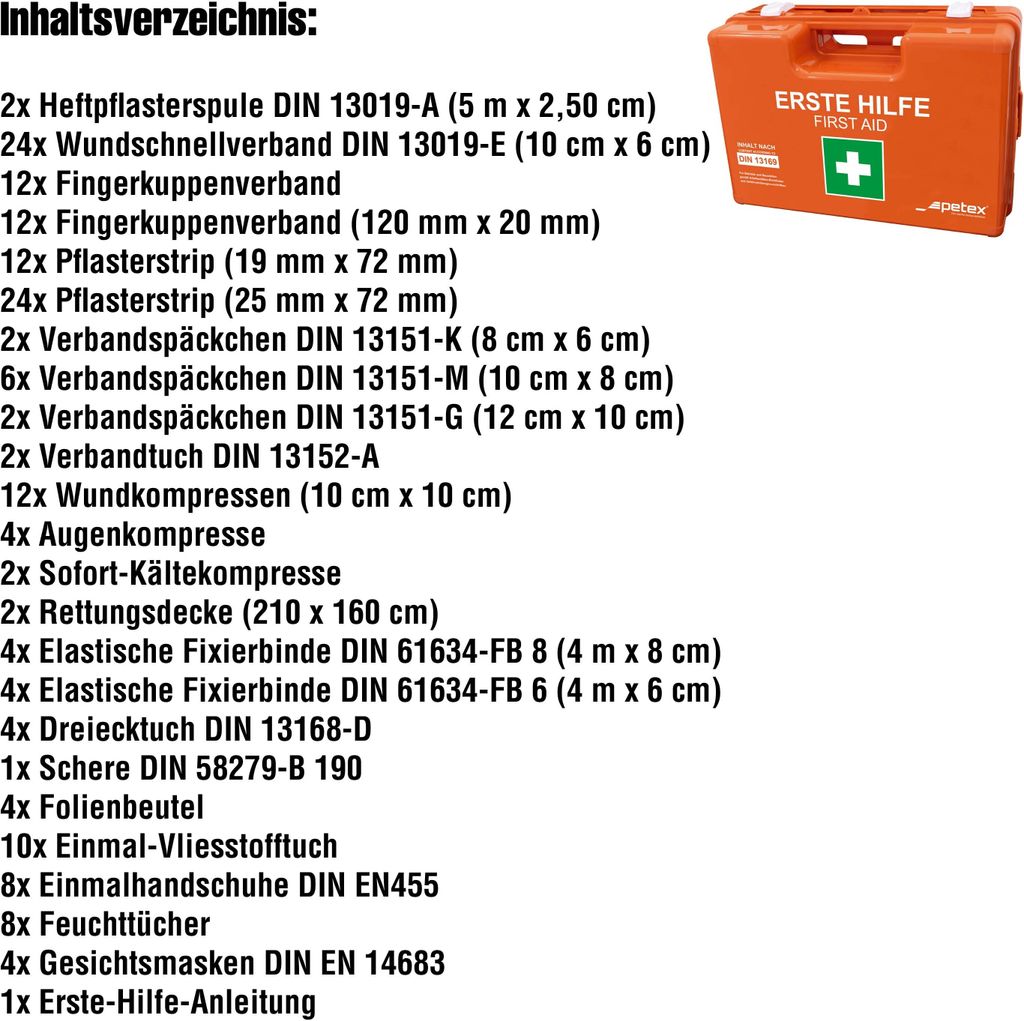 Produktbild von Betriebsverbandskasten DIN 13169 – Wandhalterung Erste Hilfe Koffer, Orange, Abschließbar