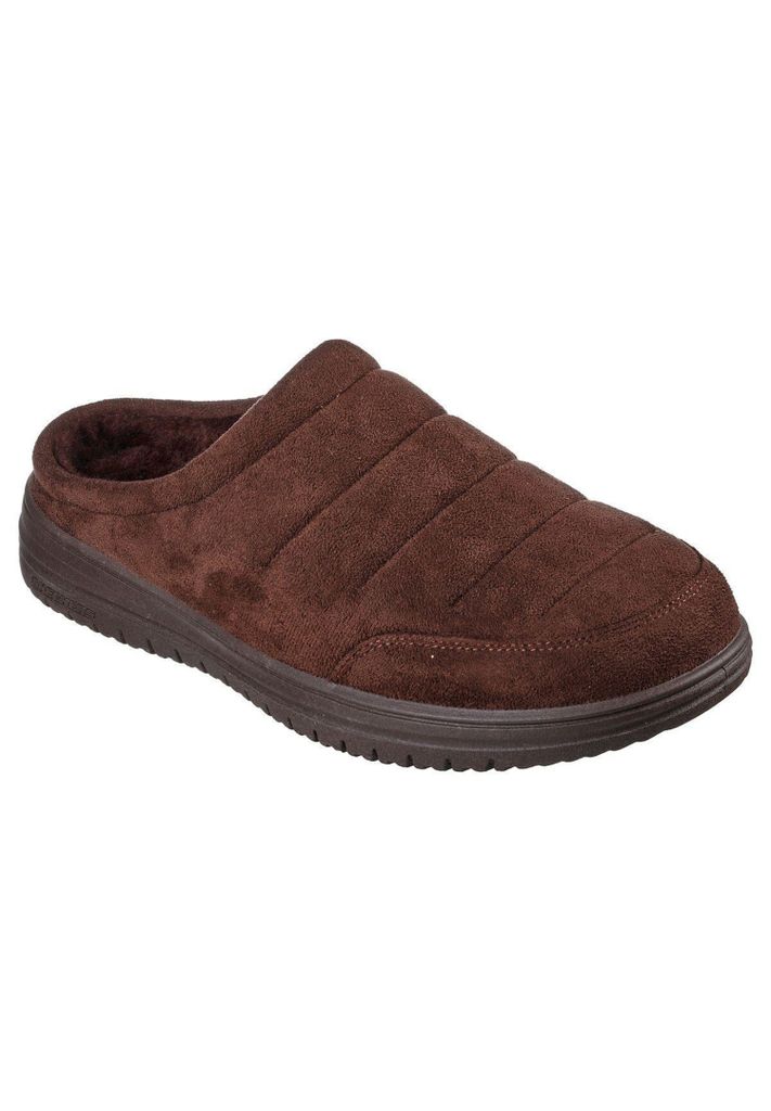 A single brown slipper is shown against a white background.