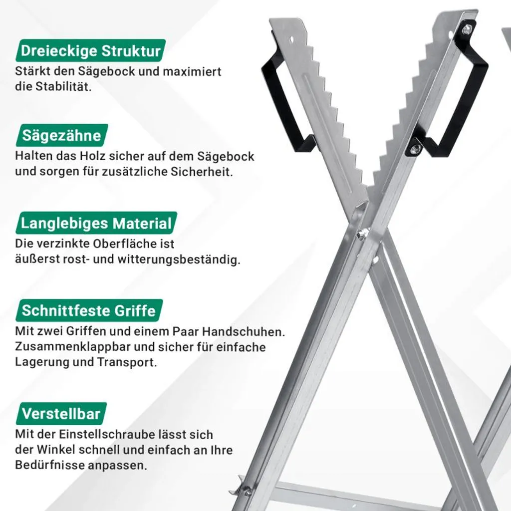 Jayseuw Chevalet de Sciage Galvanisé 150kg - Support de Coupe Pliable