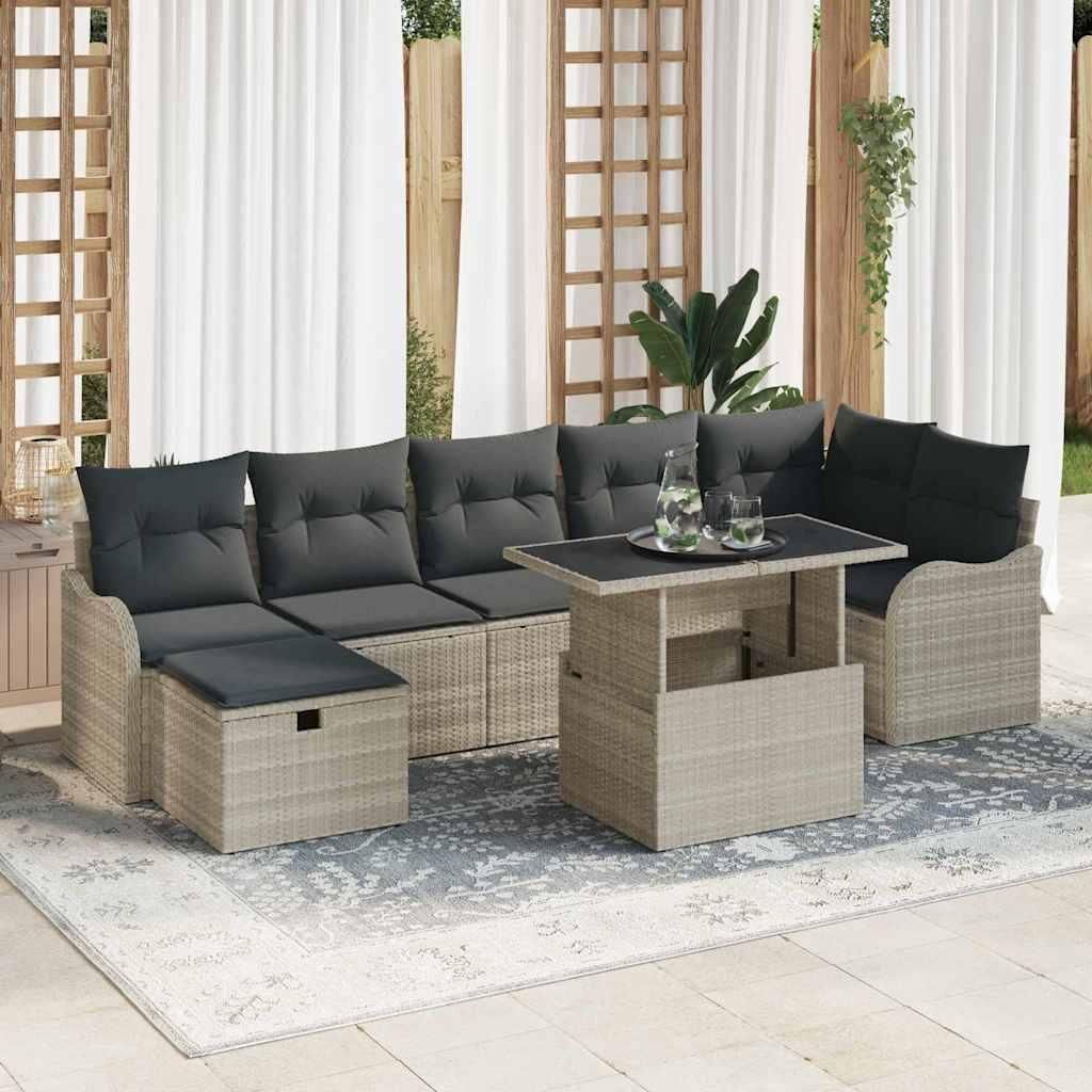 Maison Exclusive - Garten-Sofa-Set mit Kissen 8 pcs Hellgrau Poly Rattan