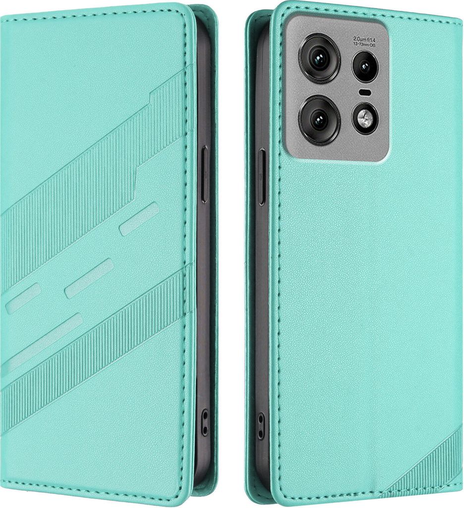 Hülle für Motorola Edge 50 Pro, Kunstleder Brieftaschen Handyhülle mit Kartenfach und Standfunktion Türkis
