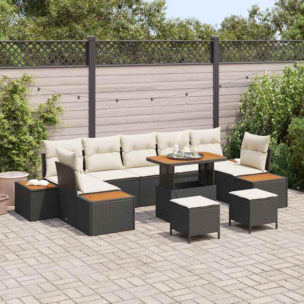 Maison Exclusive - Gartensofa-set 10 pcs Schwarz Poly-Rattan