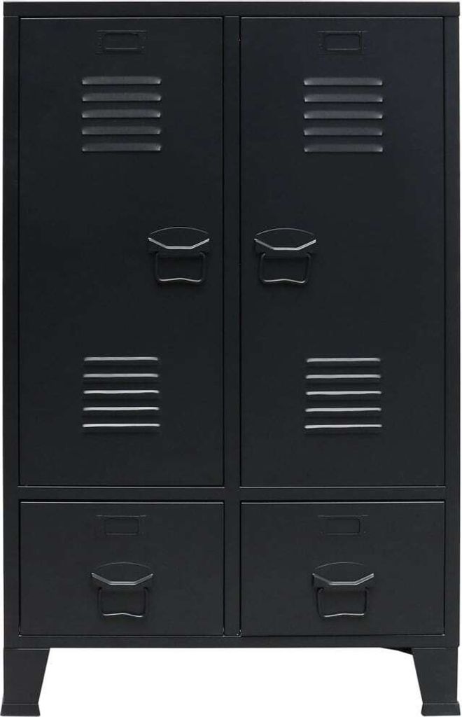 Möbel Kleiderschrank - Schwebetürenschrank - praktischem Design - Metall Industrie-Stil 67x35x107 cm Schwarz Top4317959