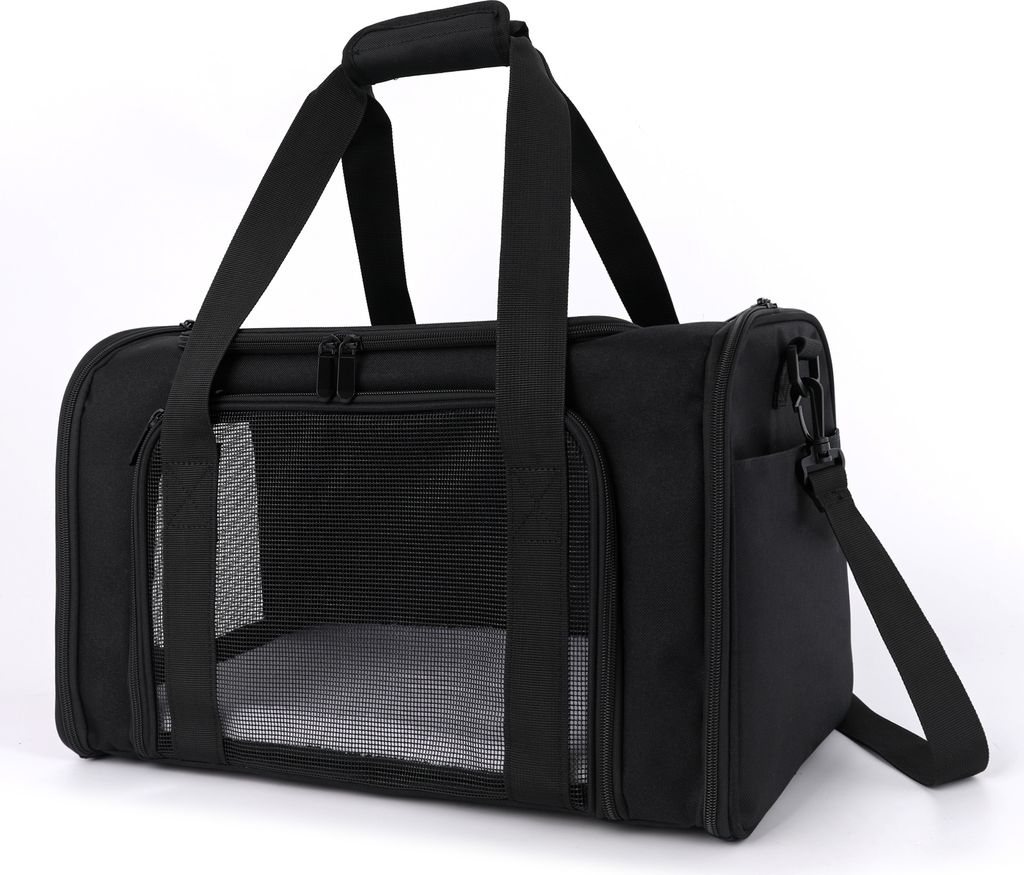 Tragetasche für Katze Hund, Hundetransportbox 44 x 28 x 28 cm, Stoff Transportbox für Hunde, Haustiertasche