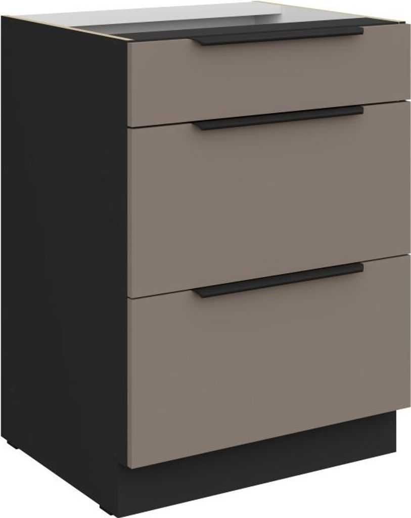 LUNARA Schubladenschrank – Breite 60 cm, Dunkelbeige/Schwarz