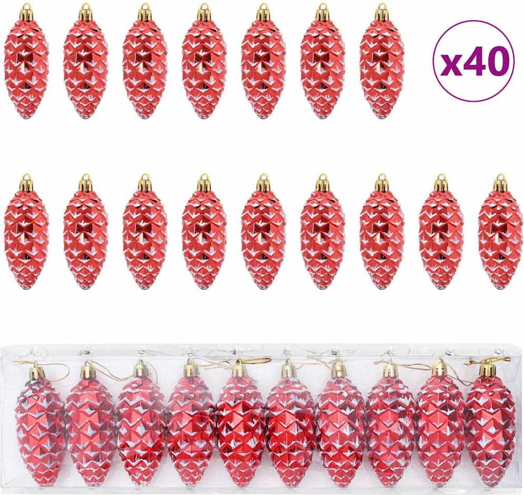 Weihnachts-Tannenzapfen Ball 40 pcs Rot Kunststoff