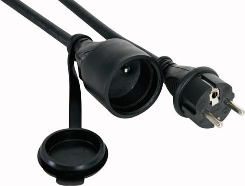 Perel Verlängerungskabel, H05RR-F 3G2.5, 25 m, 16 A/230 V, 3680 W, Typ E/F, IP44, Gummi, schwarz