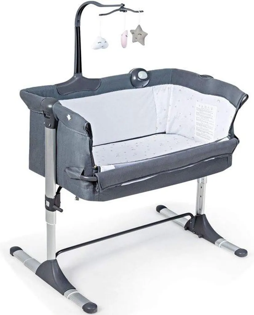 Lit de voyage pliable pour bébé avec sac de transport et arche grise