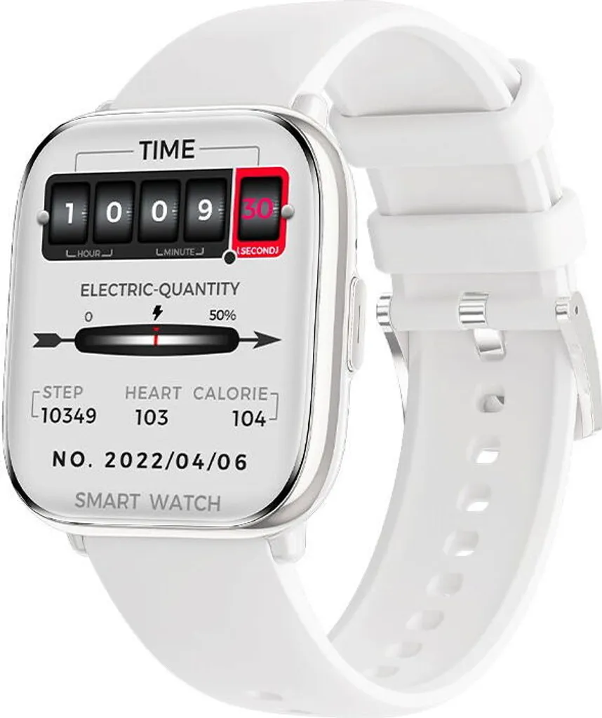 Smartwatch Proxima HR+ Cardio avec Bracelet Sport Blanc et Cadran Argent