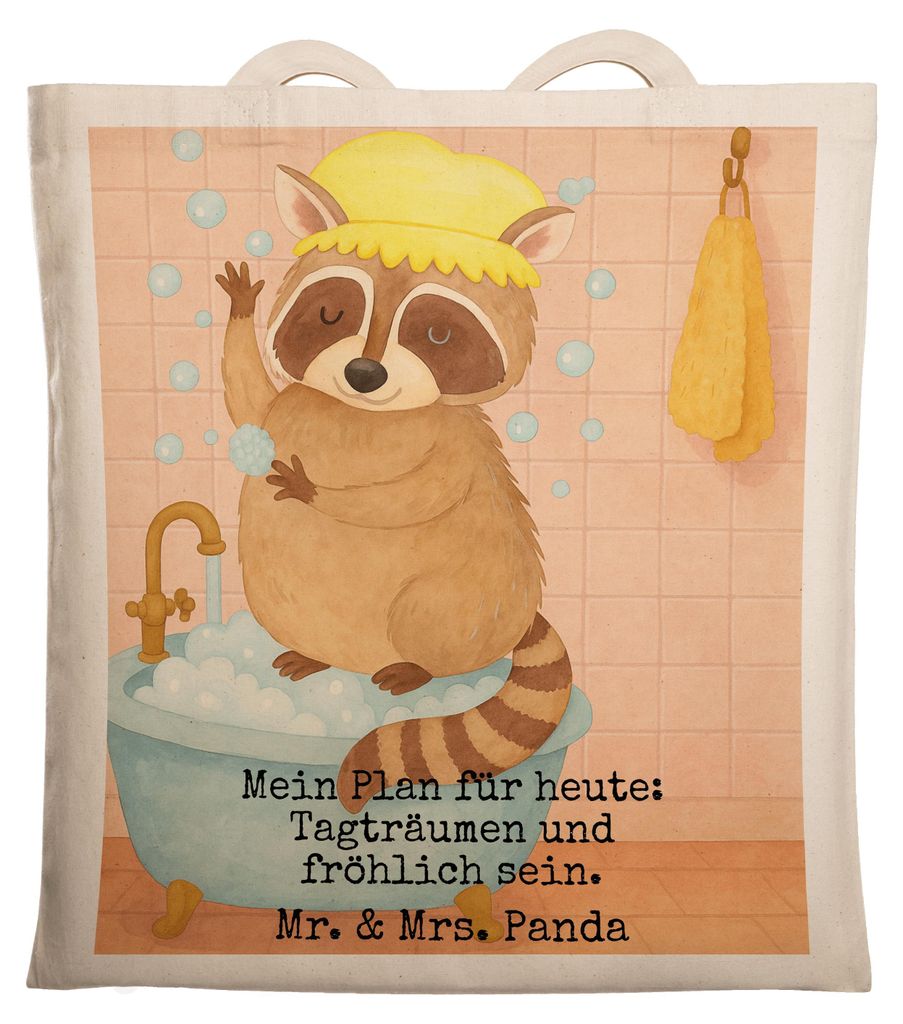 Mr. & Mrs. Panda Schultasche Waschbär Design - Weiß - Geschenk, dokumententasche, canvas tasche, Seifenblasen, Tagträumen, Fröhlich, Shopping, ...
