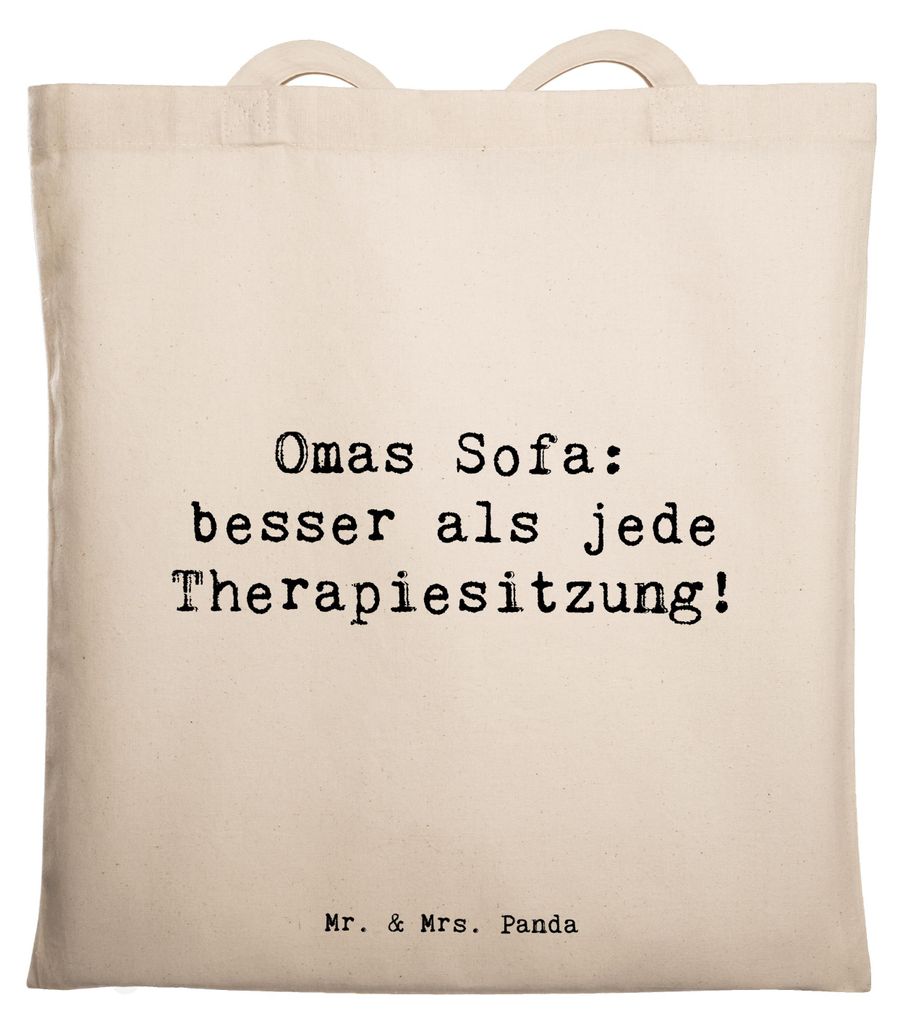 Mr. & Mrs. Panda Beutel Spruch Oma Sofa - Transparent - Geschenk, Omi, Einkaufstasche, Laptoptasche, Großmutter, Zuflucht, Weihnachten, Jubiläen,...