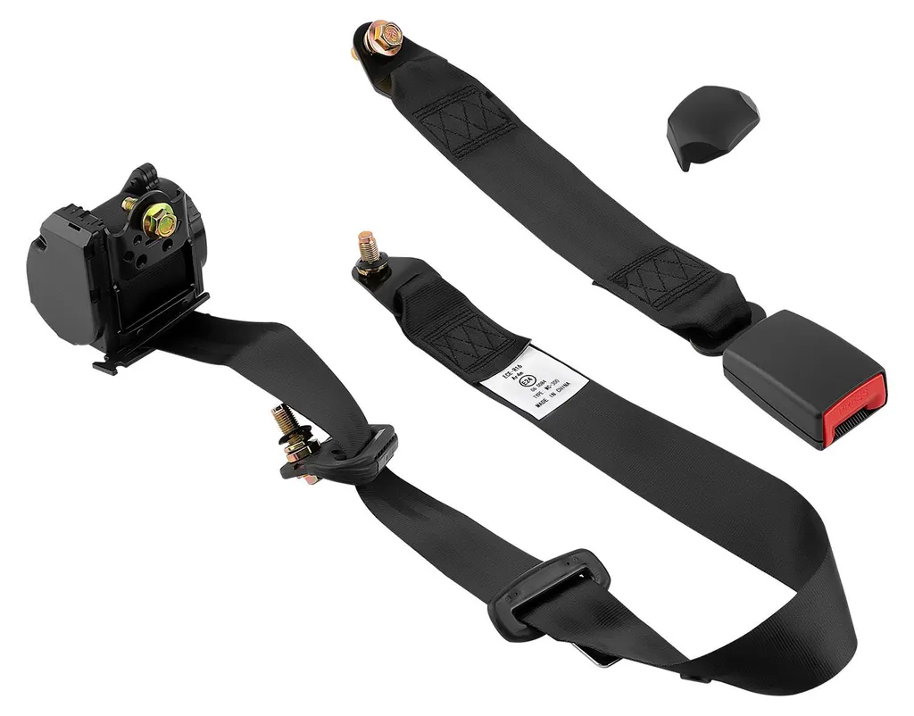 Ceinture de sécurité ajustable à 3 points noire avec sangle robuste - 3