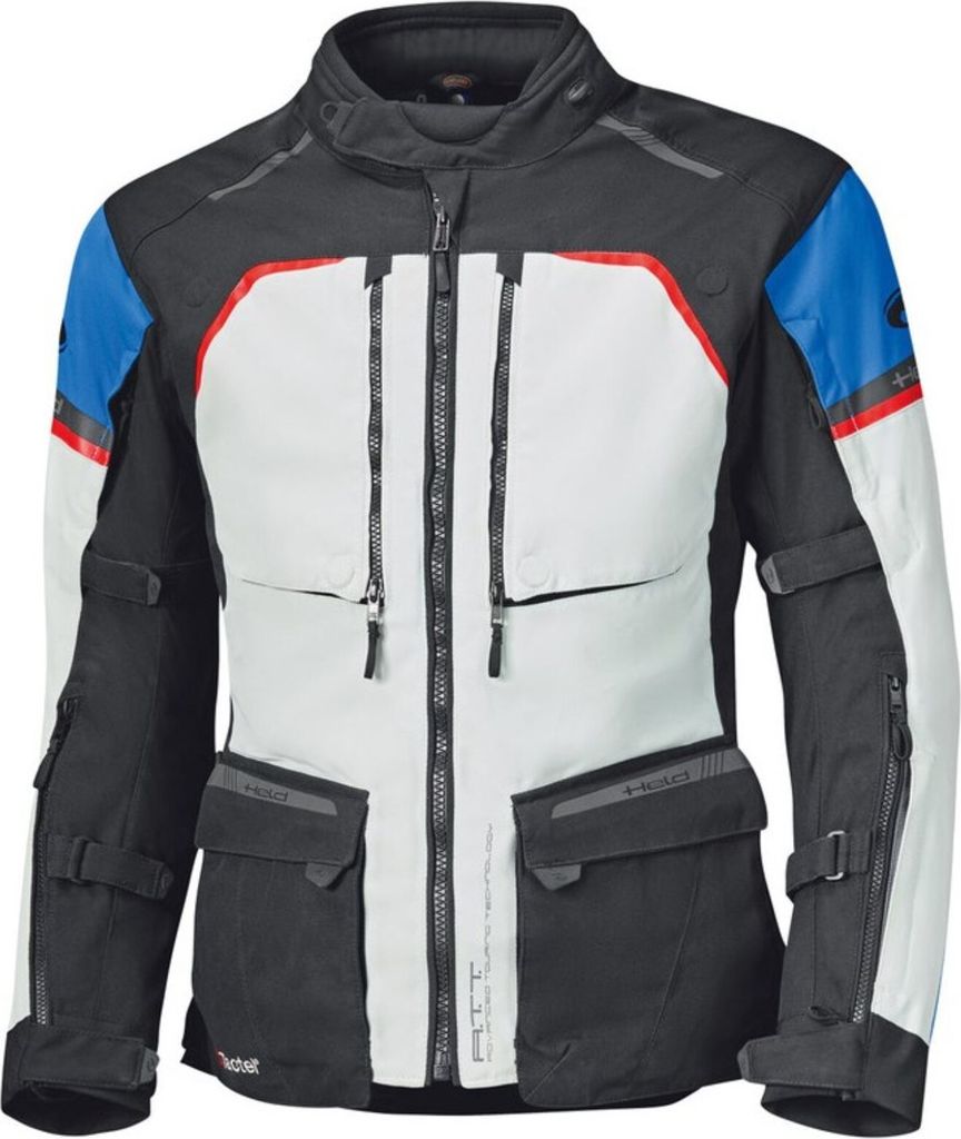 Held Tridale Top wasserdichte Motorrad Textiljacke, hellgrau/blau/rot, XL