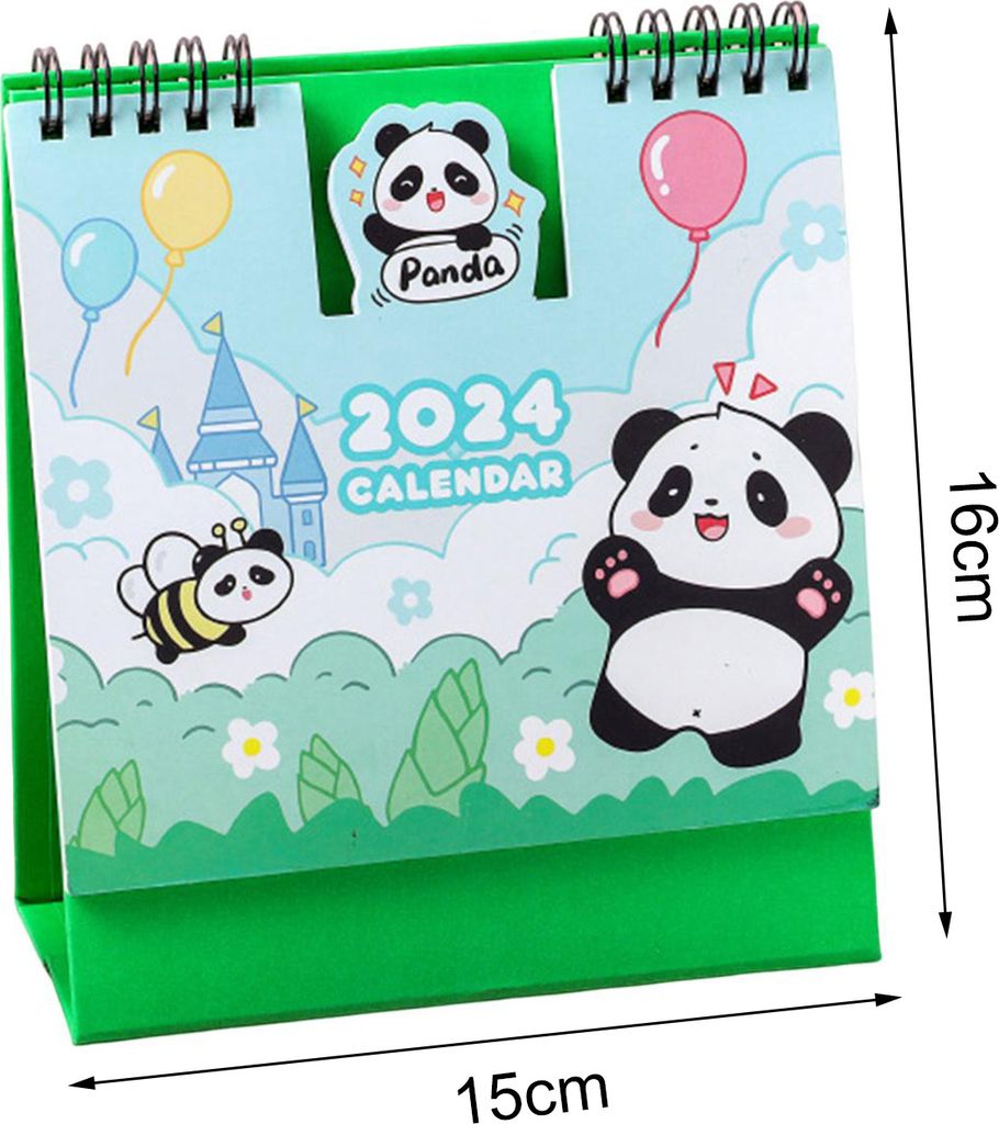 Schreibtischkalender, Cartoon-Tagesmonatsplaner, Spulendesign, 2024, Mini-Kalender für Heimbüro-Dekoration