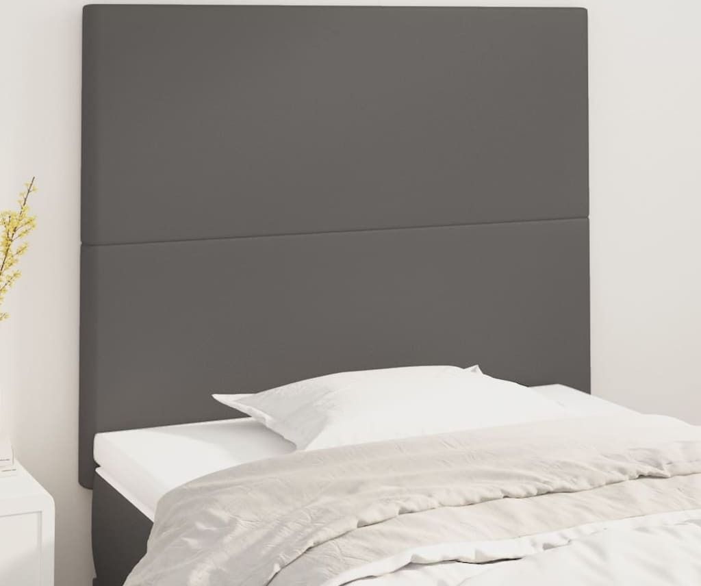 vidaXL Kopfteile 2 Stk. Grau 100x5x78/88 cm Kunstleder - Kopfteil - Kopfteile - Bett-Kopfteil - Bettkopfteil