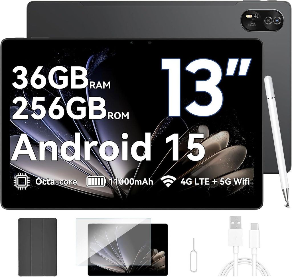 Blackview MEGA 8 256GB Android 15タブレット Blackview Mega8, 13 Zoll, Dual 4G LTE+5G WiFi, Android 15,