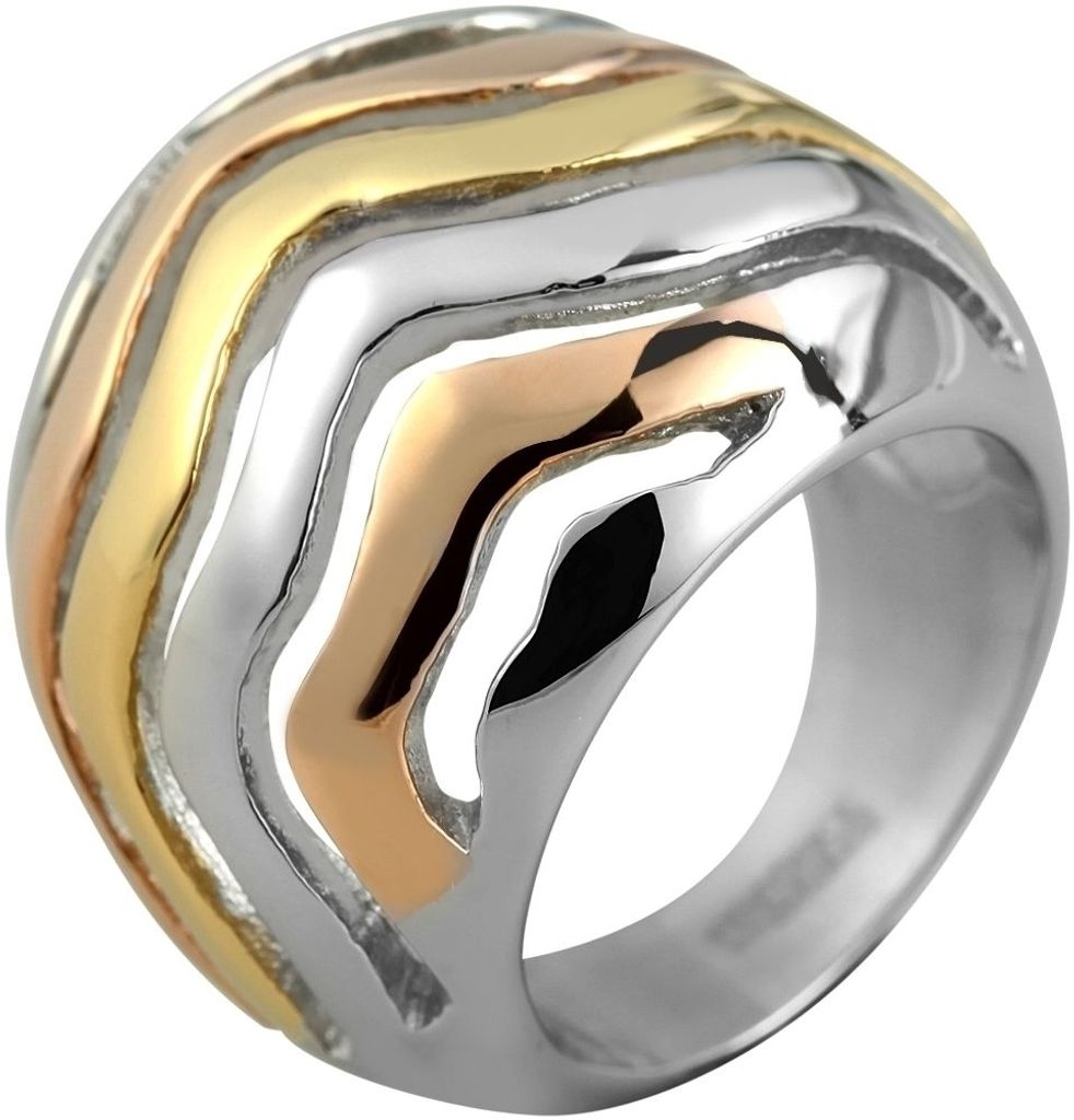 Akzent Edelstahlring für Damen, tricolor Produktbild 