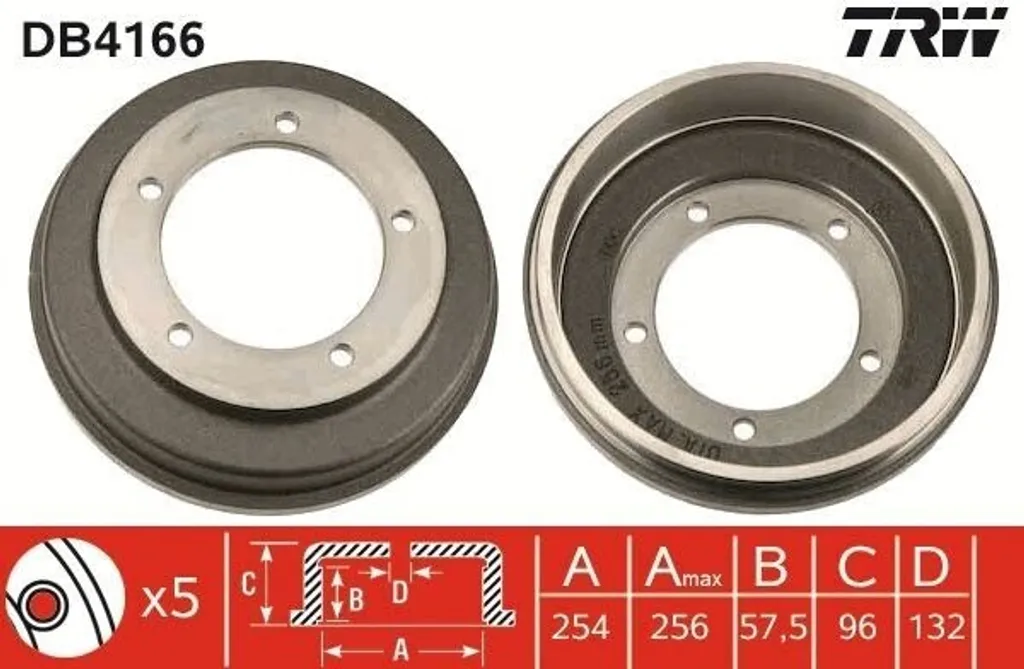 Tambour de frein arrière pour Ford Transit - Qualité certifiée TRW DB4166