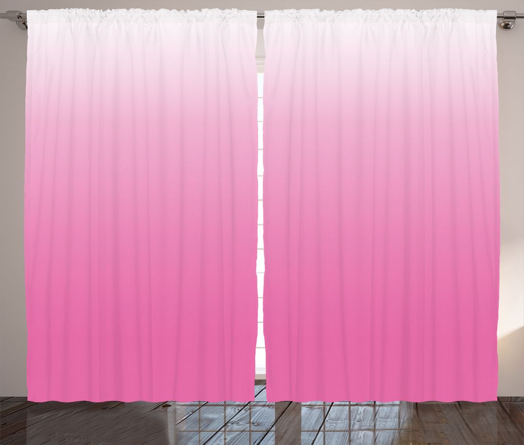 ABAKUHAUS Ombre Rustikaler Vorhang, Dreamy Modernes Design, Wohnzimmer Universalband Gardinen mit Schlaufen und Haken, 280 x 175 cm, Weiß Rosa