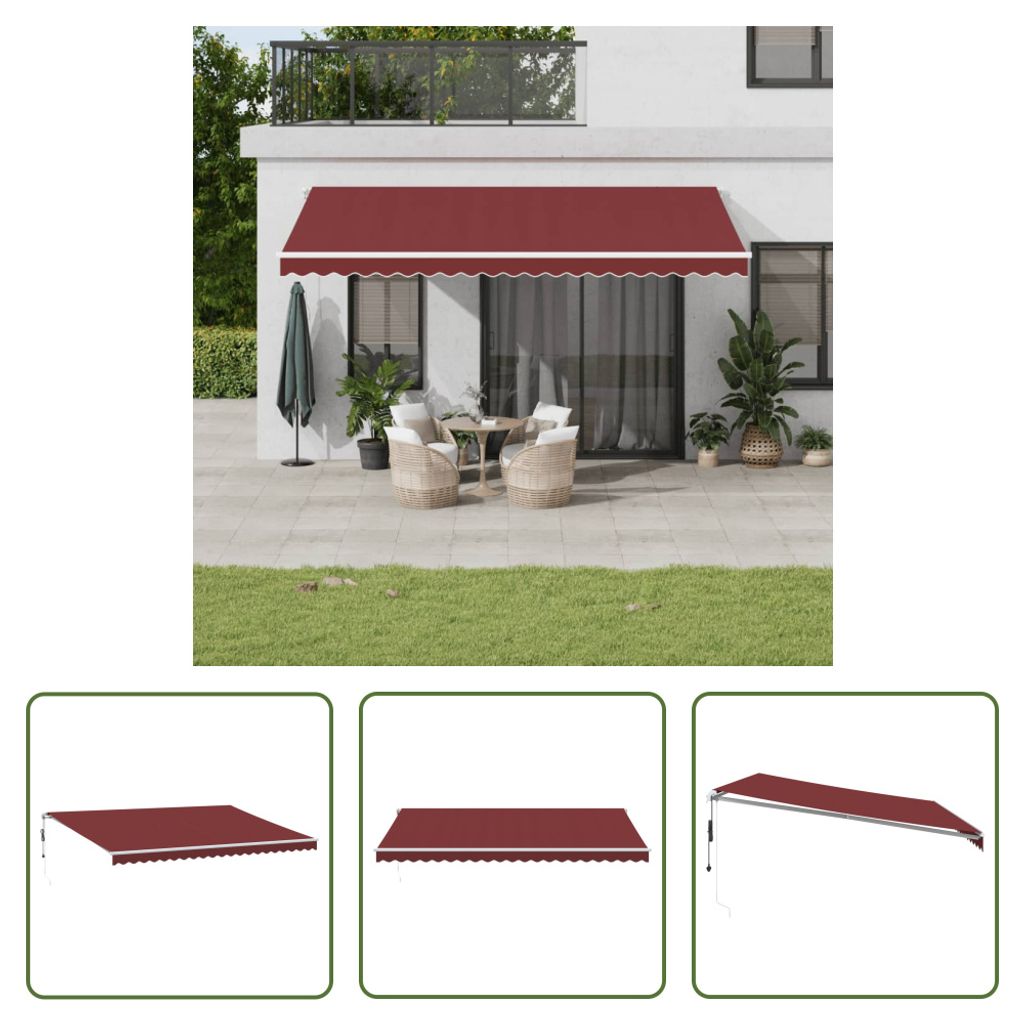 The Living Store Markise Automatisch Weinrot 500x300 cm