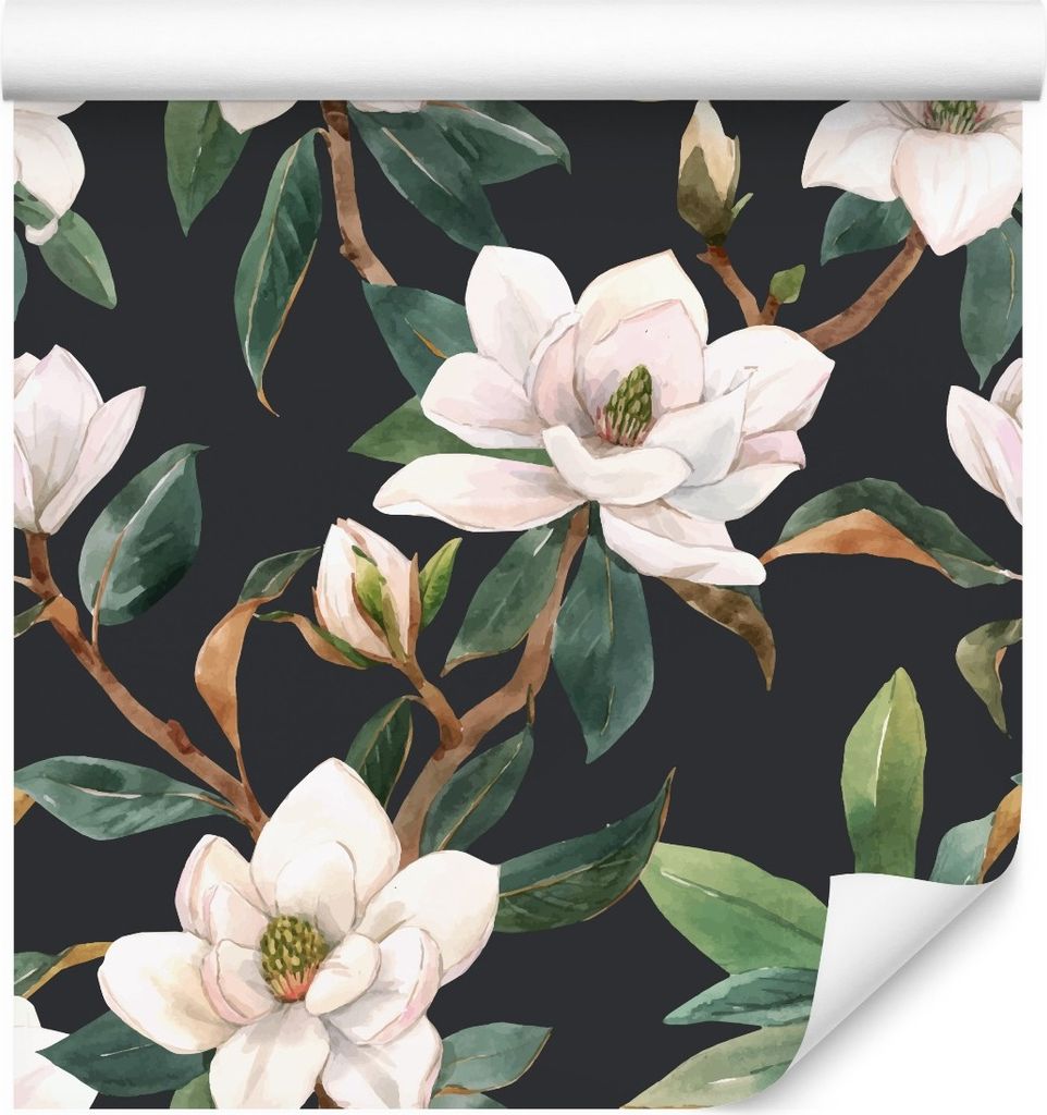 10m VLIES TAPETE Rolle Dekoratives Aquarell Magnolia Blumen Natur 6593