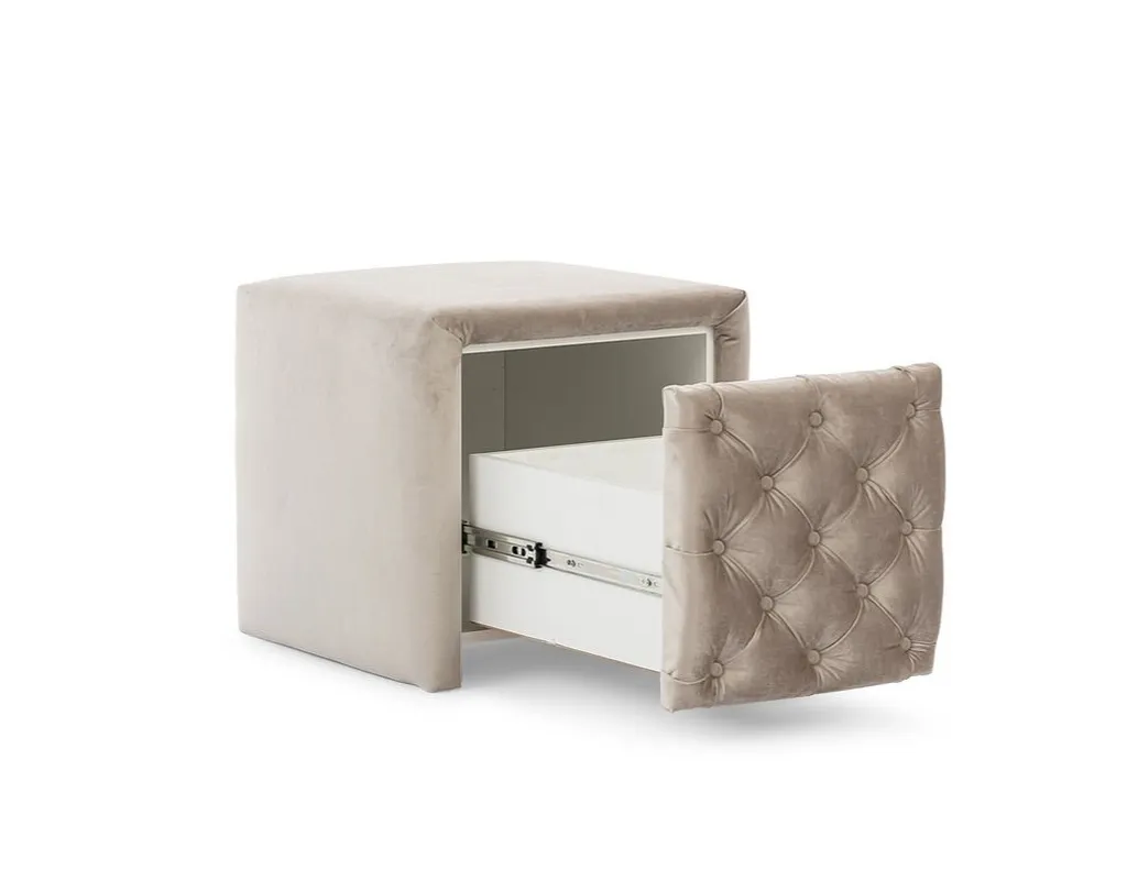 Table de nuit beige WANEKA : petit meuble de rangement style moderne - 2