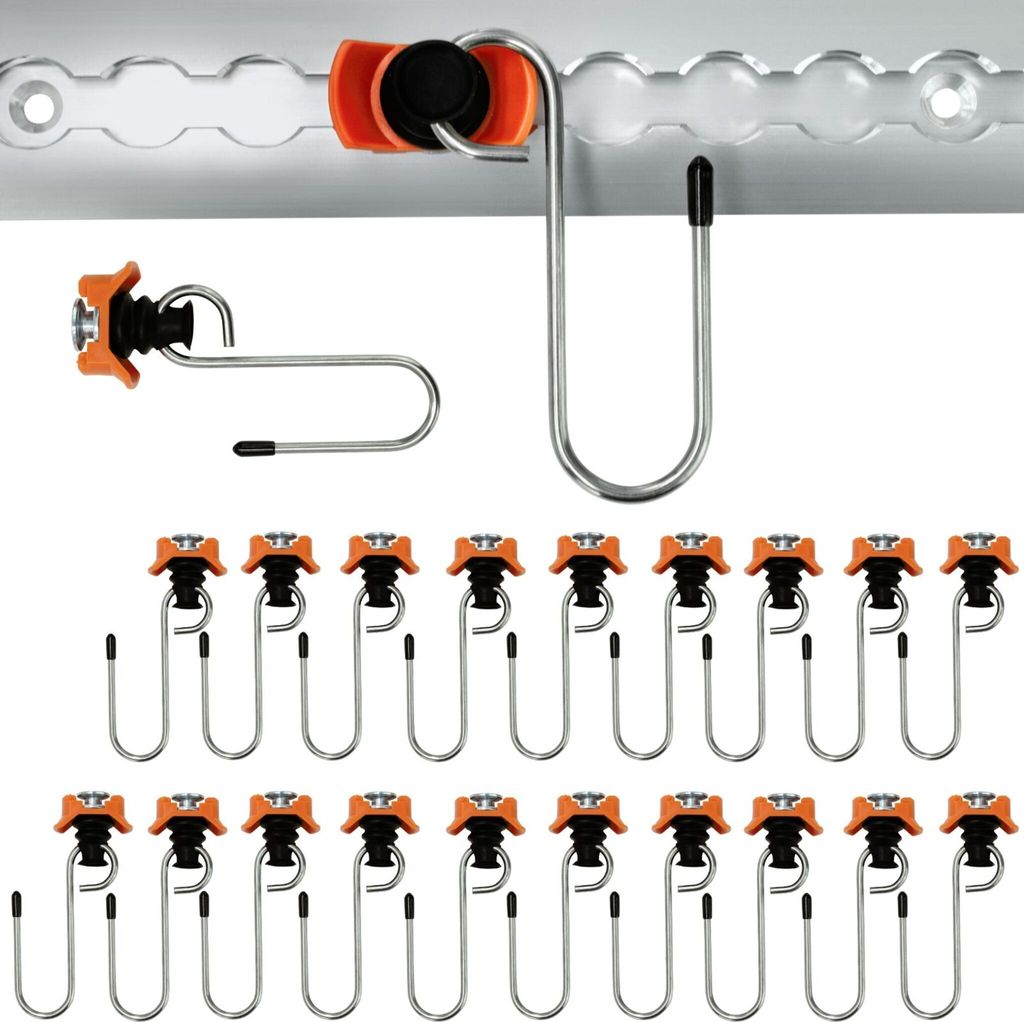 Fitting mit Haken für Airlineschiene, Zubehör zum Aufhängen bis 50 kg – 20er Set | Airlineschienen Fittings für Lieferwagen, Wohnmobile, LKWs