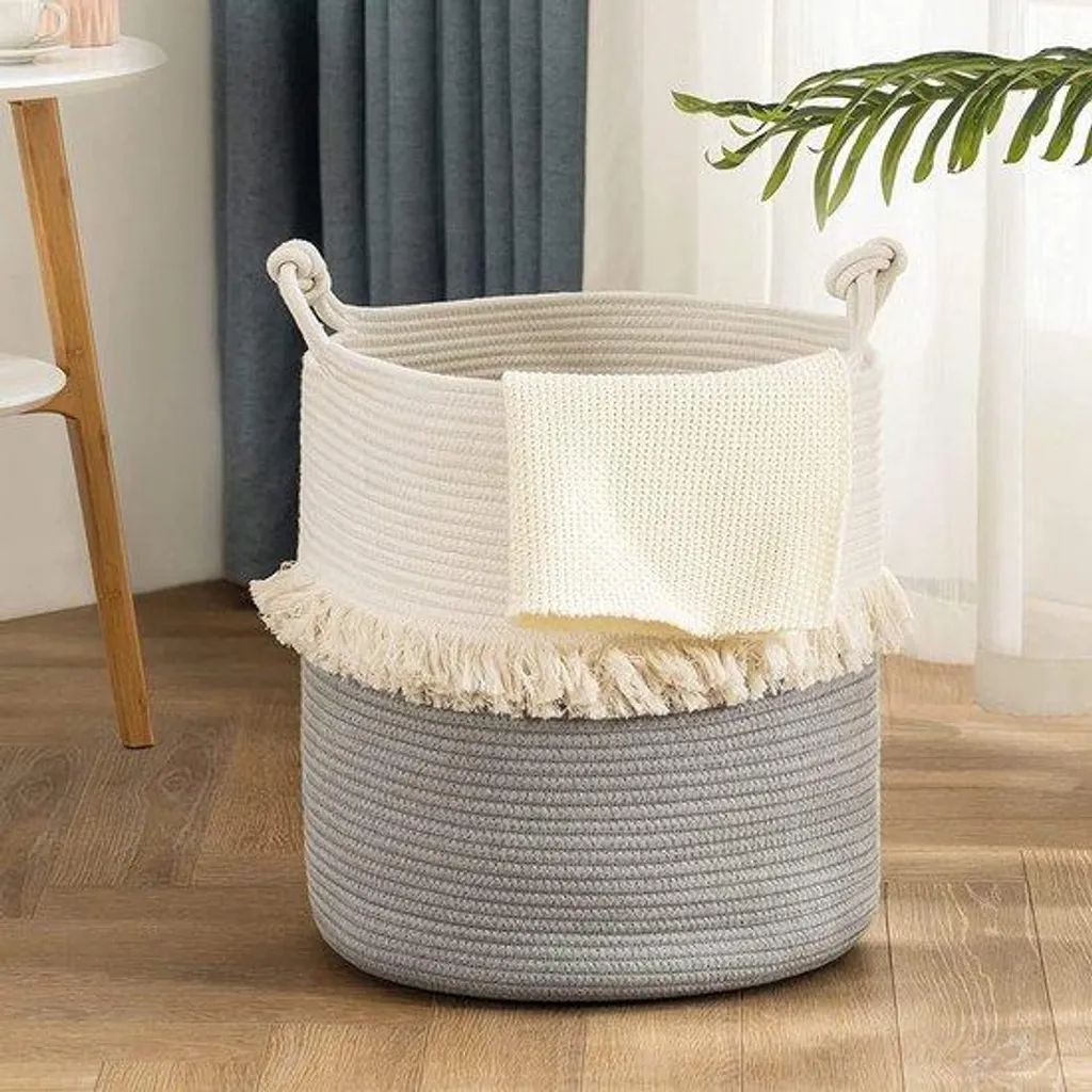 Panier à jouets chambre d'enfant 40x43 cm - Corbeille à linge en coton