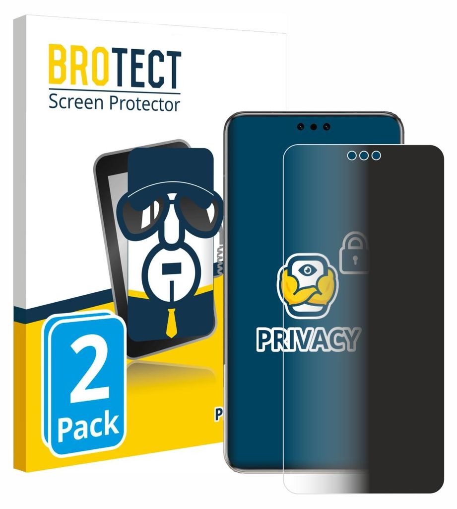 2x BROTECT Sichtschutzfolie für Huawei Mate 60 Pro Plus Anti-Spy Privacy Sichtschutz Blickschutz Folie Blaulicht-Schutz