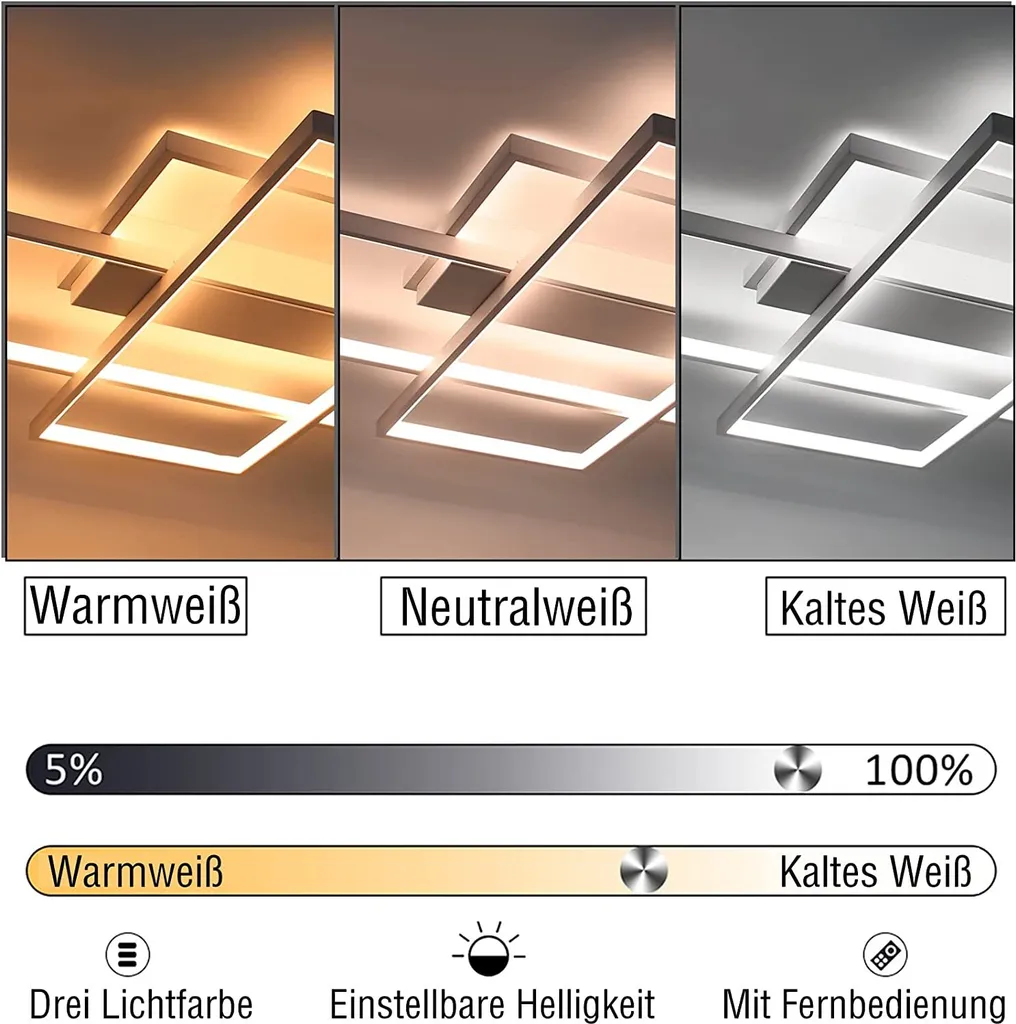 Plafonnier LED Dimmable 88W avec Télécommande - Intensité Réglable