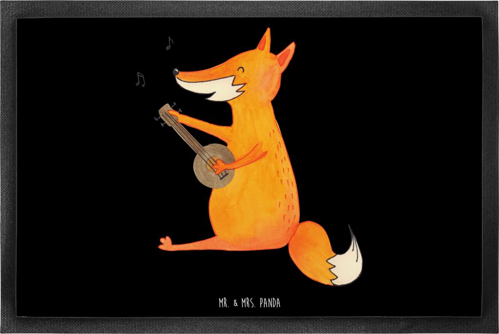 Mr. & Mrs. Panda Schmutzmatte Fuchs Gitarre 60 x 90 cm - Schwarz - Geschenk, Fussmatte, Singen, flurmatte, fußmatte, Optimistisch, Schmutzfangmatt...