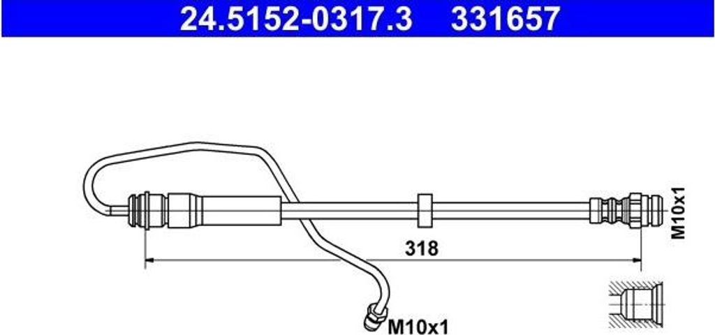 ATE 24.5152-0317.3 Bremsschlauch Vorne Rechts für AUDI A4 B9 Avant (8W5, 8WD) A5 Sportback (F5A) A4 B9 Limousine (8W2, 8WC) A5 Coupe (F53) A4 Allroad