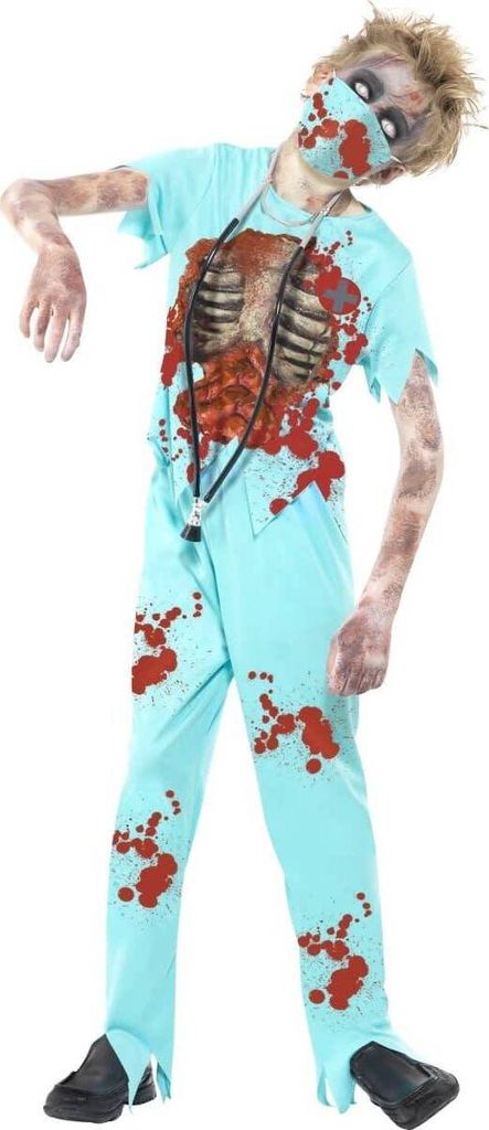 Zombie Chirurg Halloween Kinderkostüm hellblau - 158/170 Produktbild 