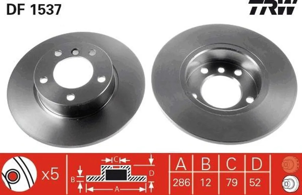 Disque de frein TRW DF1537 OE 6757750 pour BMW Série 3 E36 et Z3 E36