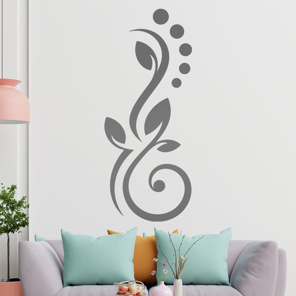 Blüte Linien Punkte Wandtattoo in 6 Größen - Wandaufkleber Wall Sticker - Dekoration, Küche, Wohnzimmer, Schlafzimmer, Badezimmer