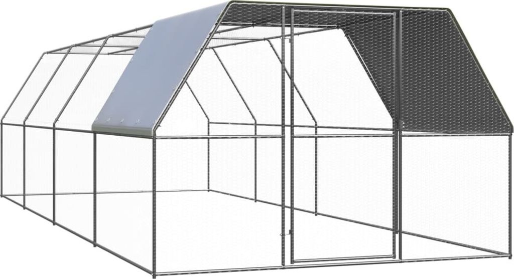 Cloris Designermöbel Outdoor-Hühnerkäfig 3x8x2 m Verzinkter Stahl 2024 Neu