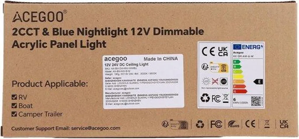Plafonnier LED 12V variable 6W 620lm en acrylique blanc et noir design