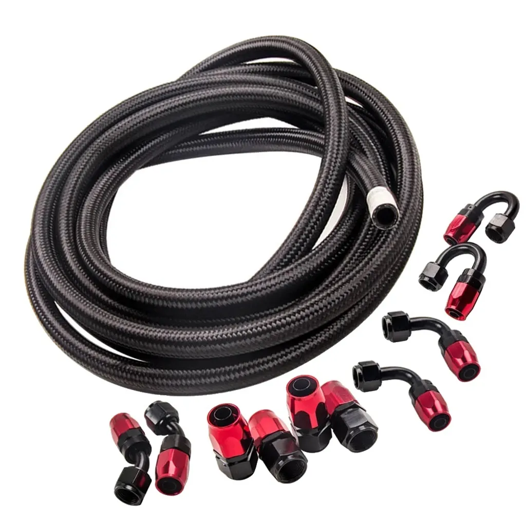 Kit Durite d'Huile AN8 Haute Performance pour Circuit de Carburant Noir