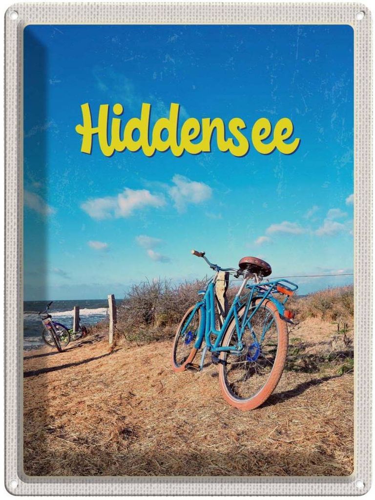 vianmo Blechschild 40x30 cm Hiddensee Fahrrad Strand Meer Bildmotiv Reisemotiv Abenteuer Reisen Deutschland Urlaub