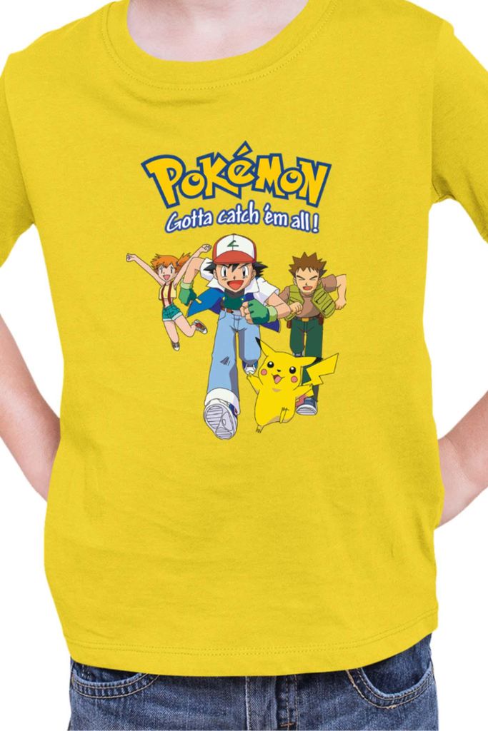 Kinder T-Shirt Japan Manga Anime Comics Pokemon 010, / Gelb