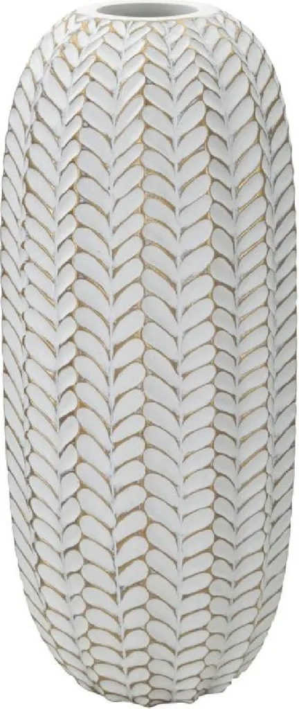 Mauro Ferretti Vase Feuille Ø 18,5x46 cm Blanc et Or Design Chic