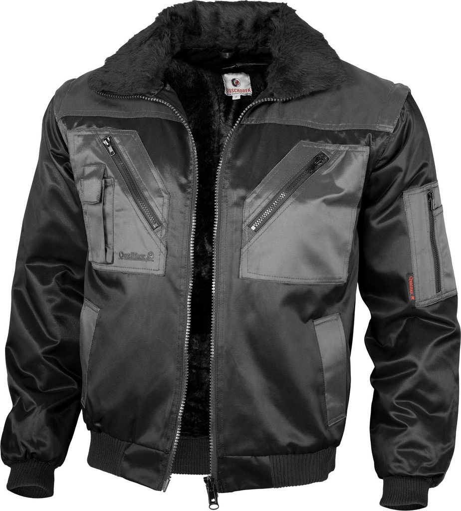 Qualitex Pilotenjacke - modische 4-in-1 Arbeitsjacke aus Mischgewebe - ideale Übergangsjacke - in Farbe: schwarz/grau - Herren: 3XL - Damen: 56