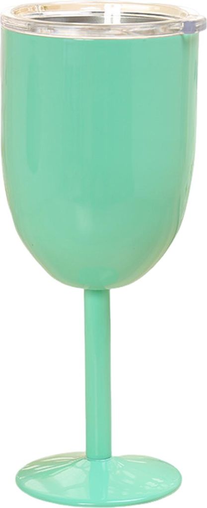 10 oz isoliertes Cocktailglas, doppelwandig, mit hohem Fuß und Deckel, für Cocktails, Wein, kalte Getränke, Weinglas aus Edelstahl