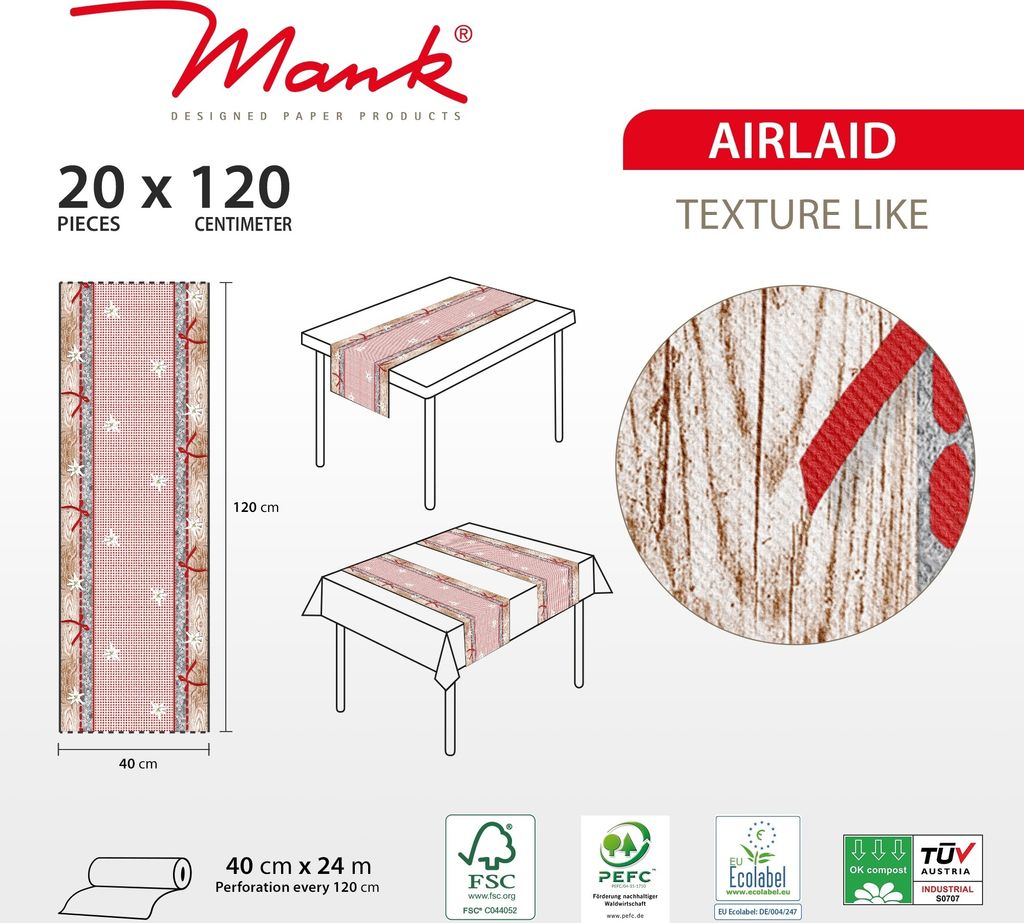 Serviettes Airlaid Mank 40x40cm Marianne - 50 Pièces Jetables Pour Fêtes De Noël Et Avent
