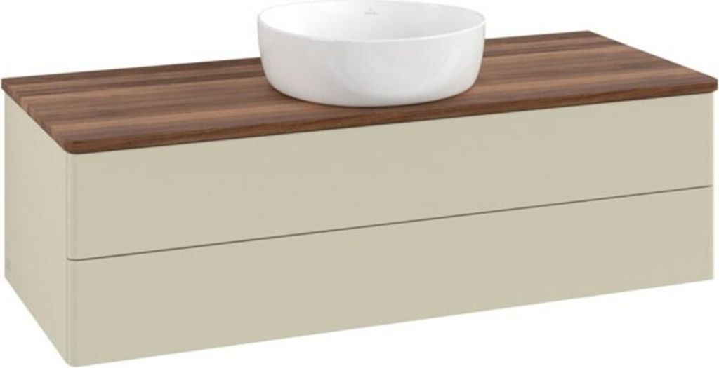 V&B Waschtischunterschrank ohne Frontstruktur, mit Beleuchtung Antao 120x36x50cm, WBP w. wal, si Gr m Lac