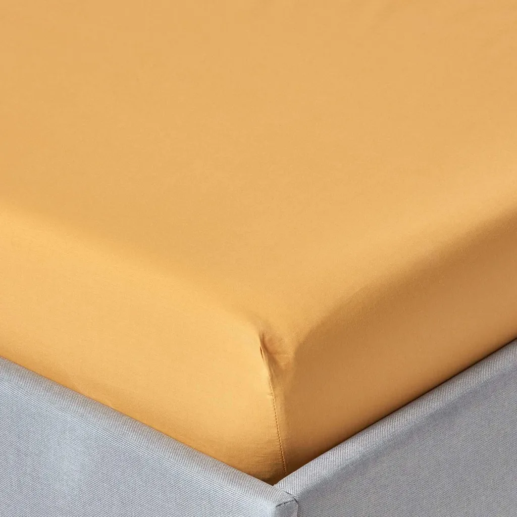 Lenzuolo Egiziano 200TC Homescapes 90x190 Giallo Senape 46cm