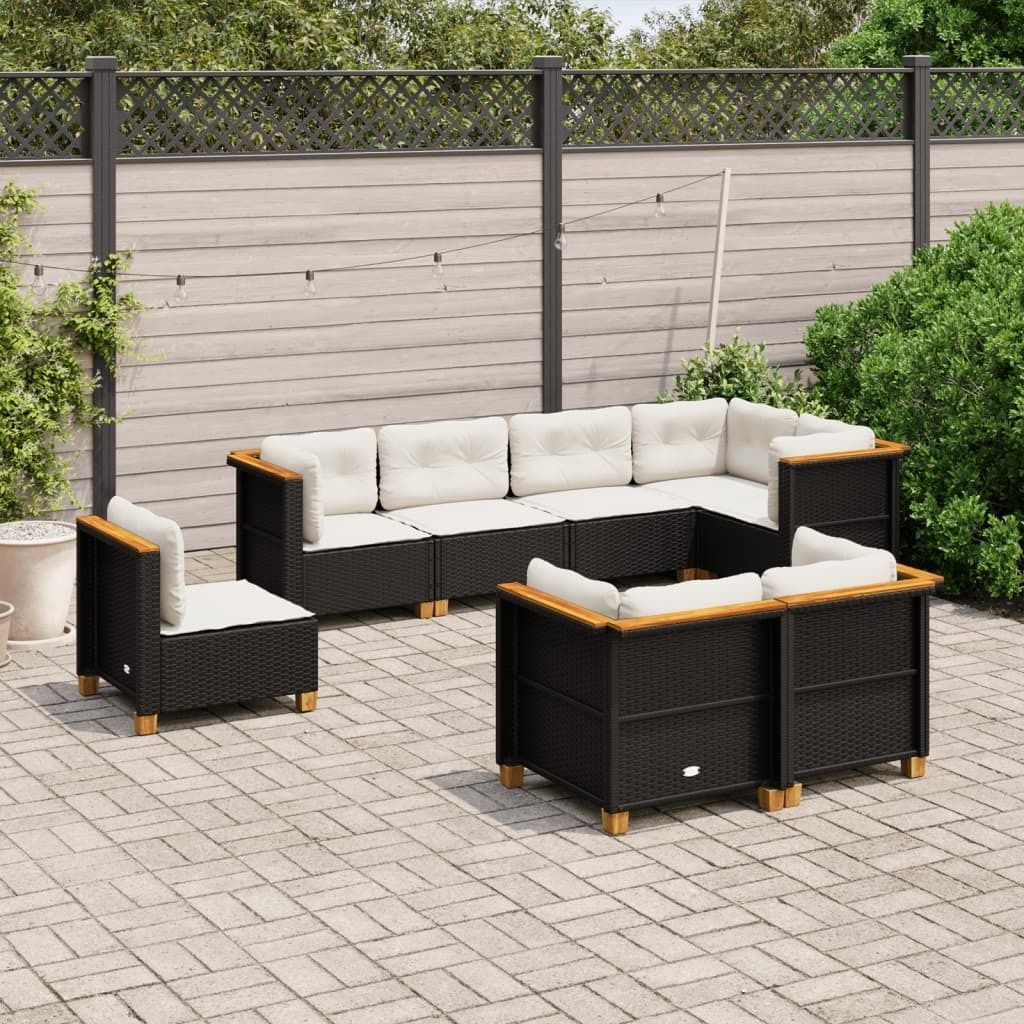 "2026 Promotion" 8-tlg. Garten-Sofagarnitur/Terrassenmöbel - mit Kissen - Schwarz Poly Rattan - Gartenmöbelset CC12898