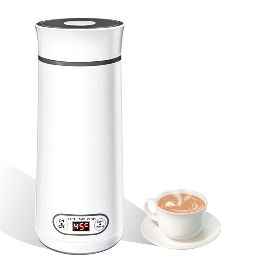 Tragbarer elektrischer Wasserkocher, Reise-Mini-Wasserkocher, 350 ml, Edelstahl-Heizbecher, Büro, Reisen