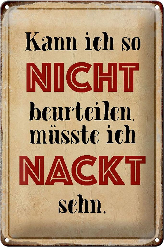 Blechschild Spruch 20x30cm kann so nicht muss nackt sehn