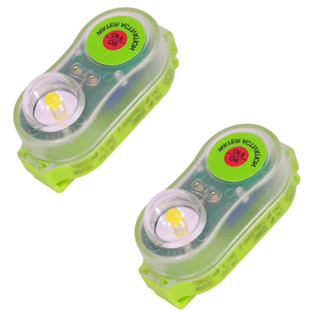 Schwimmweste LED Signallicht, Automatisches SOS Notfalllicht, Wasserrettungs- & Sicherheitslampen für Boot, Kajak, Camping, 2er Set, Blau
